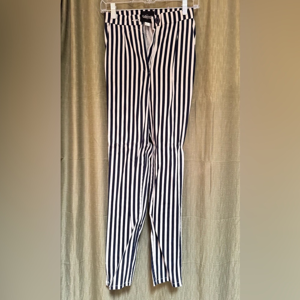 Collectif Black and White Striped Pants